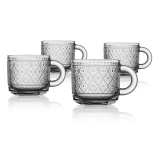Stackable Espresso Cups Set of 4 With Stand Mug Shot White NEW