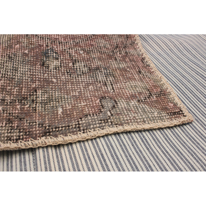 Tapis unique en laine noué à la main gris / kaki clair des années 2010 de 4 pi 9 po x 6 pi 8 po Kamili