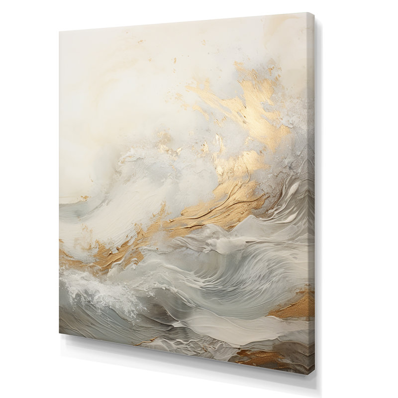 Beige côtier moderne et rivière Gold II, Toile tendue, H 32 po x l 24 po