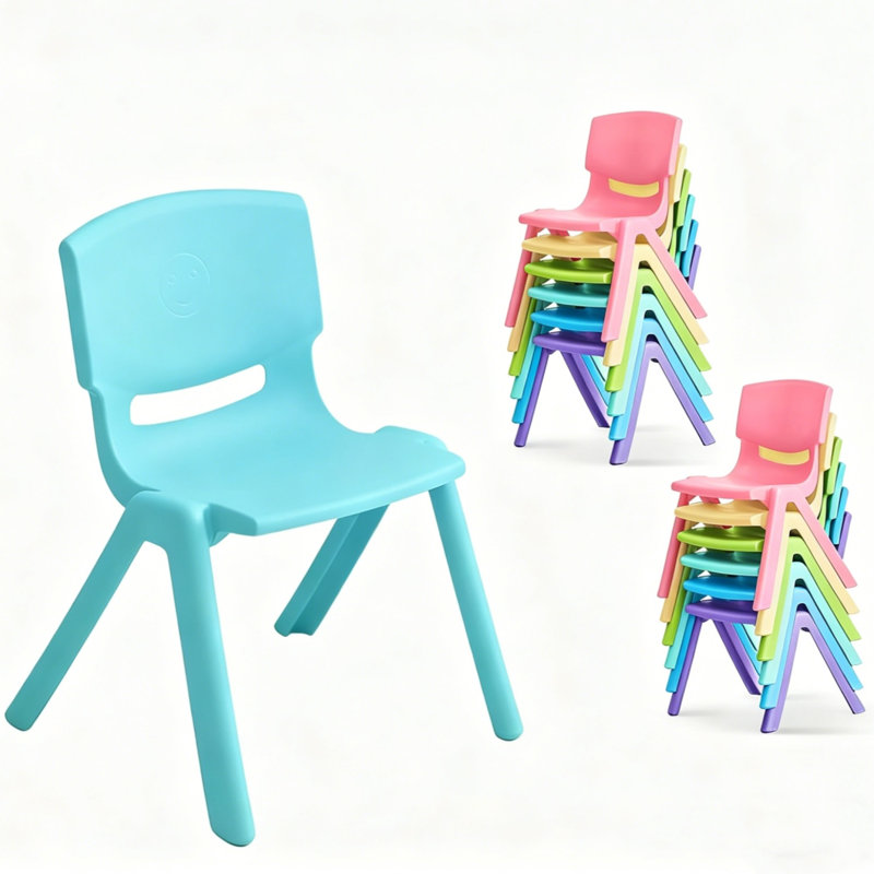12 pièces de chaises en plastique empilables pour enfants, siège flexible pour tout-petit de 11 po pour la classe, garderie, école primaire, couleur claire