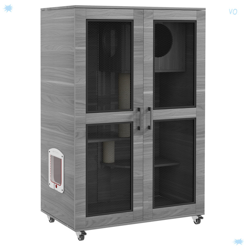 Villa pour chat avec chats grattoirs et poteaux à chat, Gris