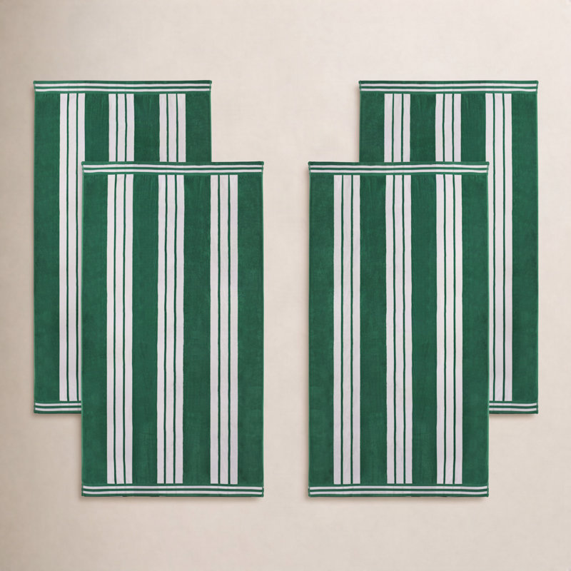 Serviette de plage Chira, Vert foncé, Serviette de plage - paquet de 4