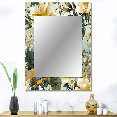 Motif de pivoines Derwood Botanical Bliss Boho - miroir décoratif floral, miroir mural de chalet, impression d'art en métal