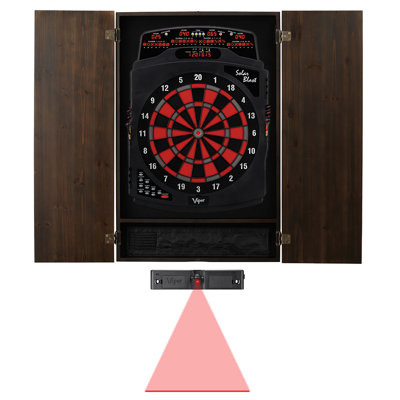 Viper Solar Blast Electronic Dartboard, Metropolitan Espresso Cabinet and Throw Line Light Set