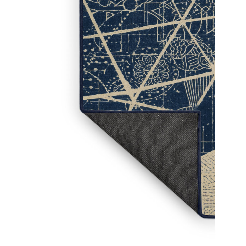 Tapis gris moelleux moelleux à imprimé bloc Estaugh Global Inspired, 6 x 9