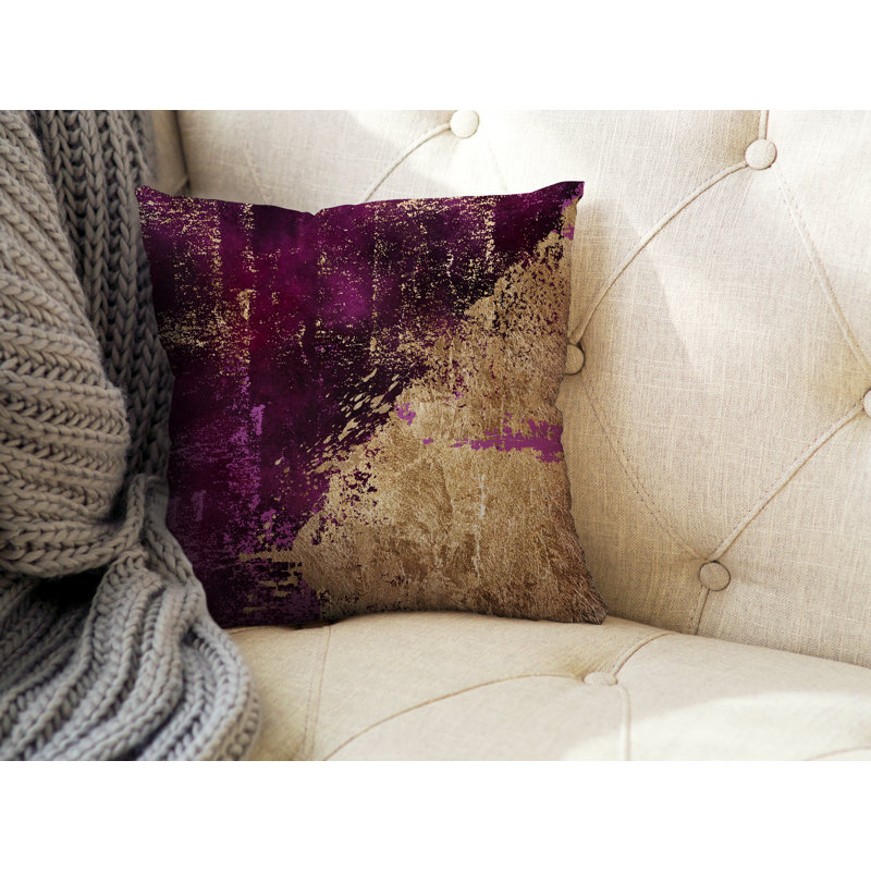 Coussin intérieur / extérieur Lincolnwood, 19 po x l 19 po, Mauve / doré
