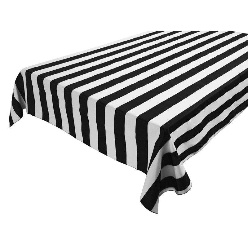 Coltura Striped Cotton Tablecloth, 72" x 58", Black