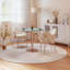 Table de salle à manger élégante avec plateau en faux marbre, structure en métal robuste-130195688