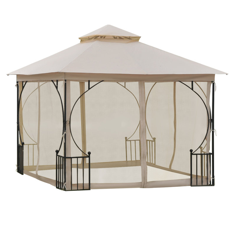 Outdoor Steel Patio Gazebo, Beige