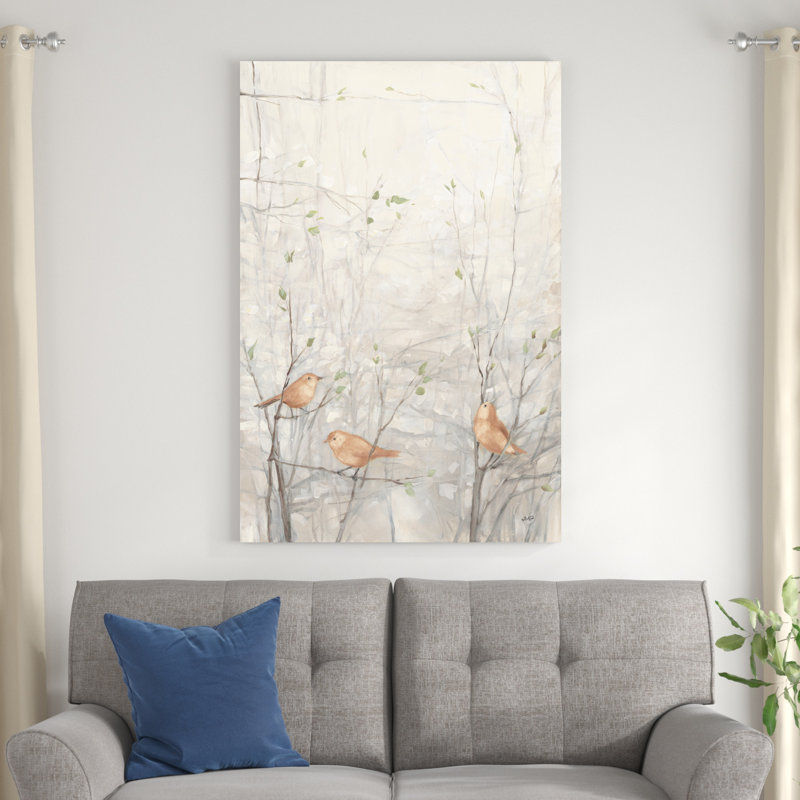 Oiseaux dans les arbres I brun, H 48 po x l 32 po