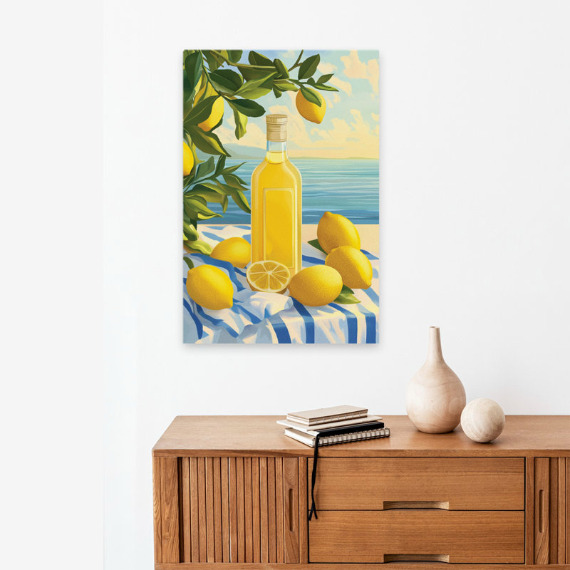 Limoncello - Coastal Lemon Beverage, art côtier, H 24 po x l 16 po