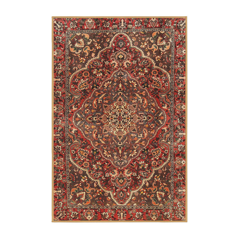 Tapis rouge/brun/beige traditionnel Primeau, Rectangle 8 pi x 10 pi