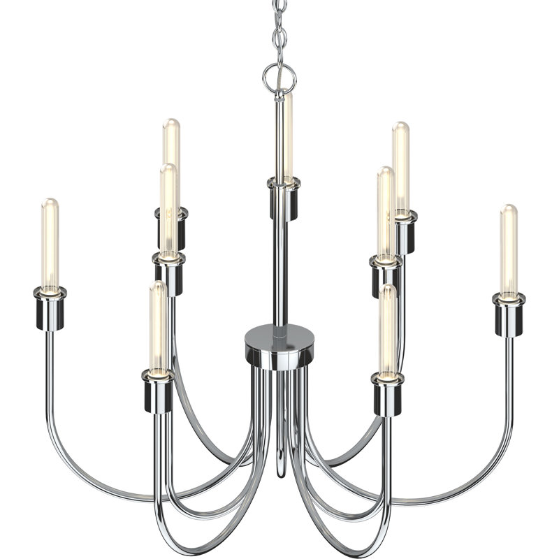 Lustre traditionnel / classique en nickel poli à 9 lumières Concord