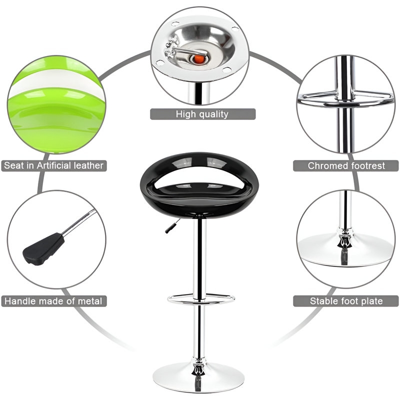 Jone Swivel Adjustable Height Counter Stool with Metal Frame, Black