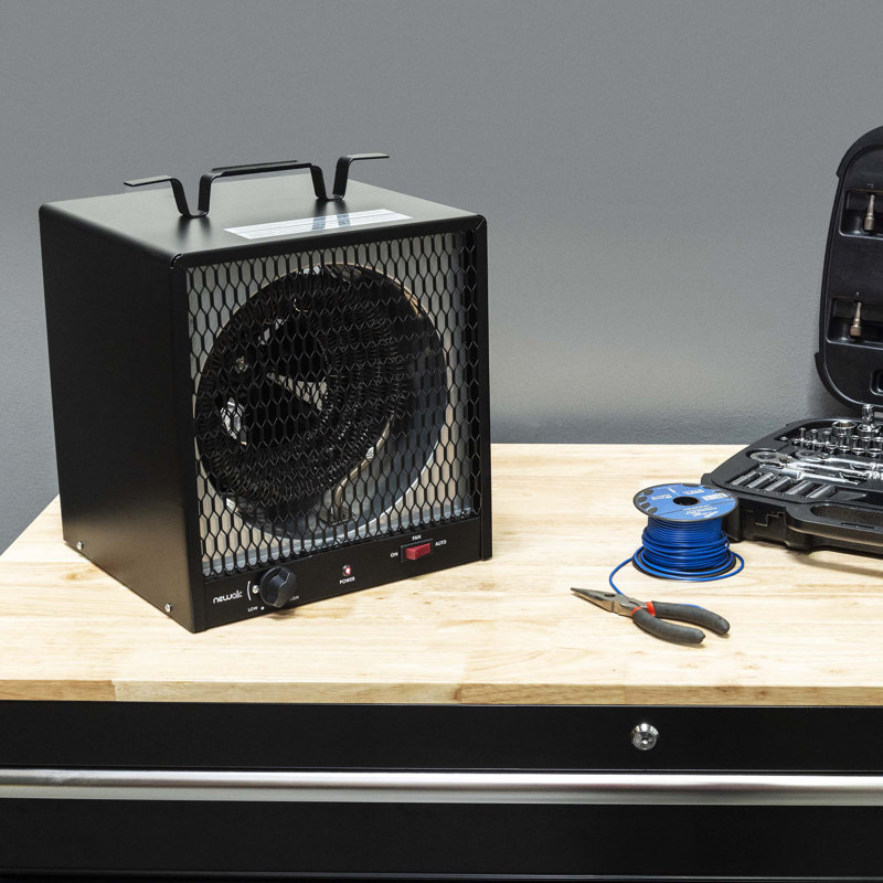Portable Black Stainless Steel Electric Garage Heater with Thermostat