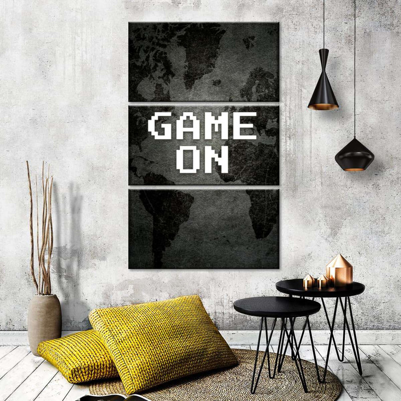 Jeu vidéo sur carte du monde, ensemble de 3 pièces sur toile par Logic Nerds, H 45 po x l 28 po