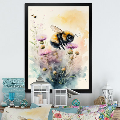 Demitrio " Bee Flying To A Flower Watercolour III "
