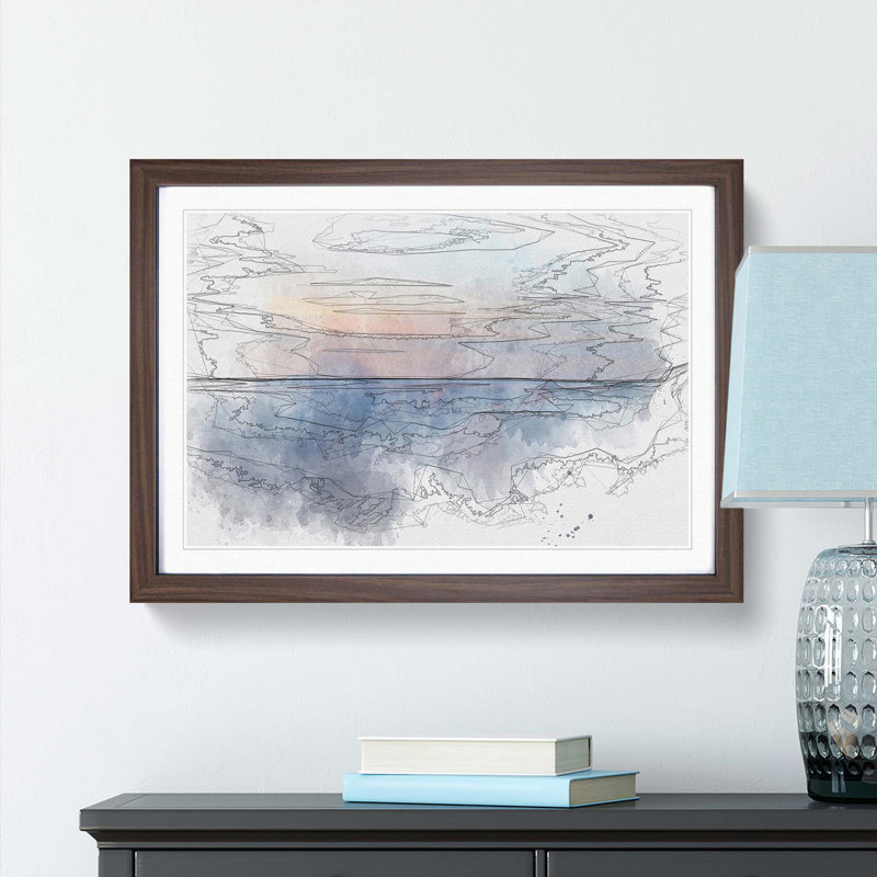 Ocean Wide in Abstract - Picture Frame Graphic Art Print, Walnut Framed, 48cm H x 65cm W x 2cm D