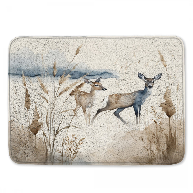 Tapis de bain cerf dans une prairie, L 24 po x L 17 po