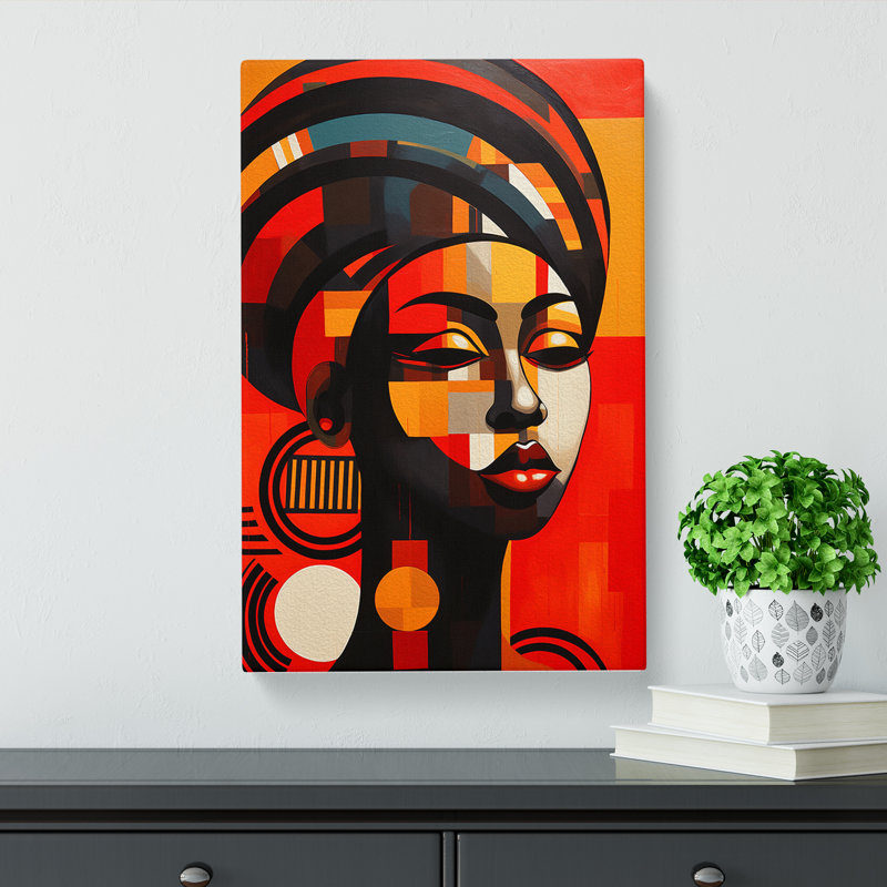 African Woman Constructivism No.2 - Wrapped Canvas Print, 50cm H x 35cm W x 3cm D