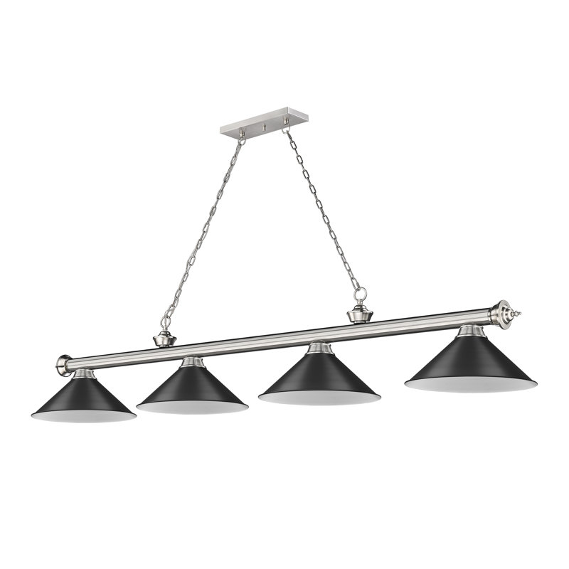 Billard 4 lumières Annaleisa, Nickel brossé, Noir mat