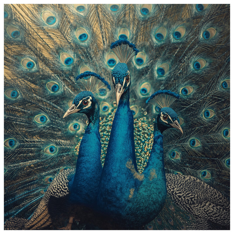 Trois couvertures de paons bleus, 50in W x 60in H