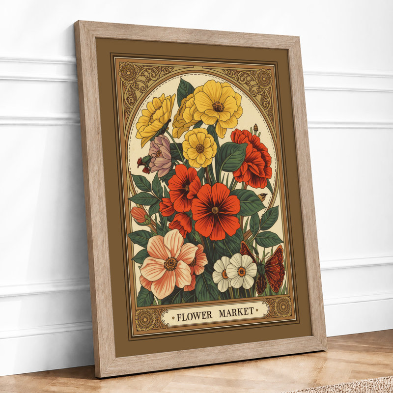 Flower Market Botanical - Print, A2 - 59.4 x 42.0 cm, Oak
