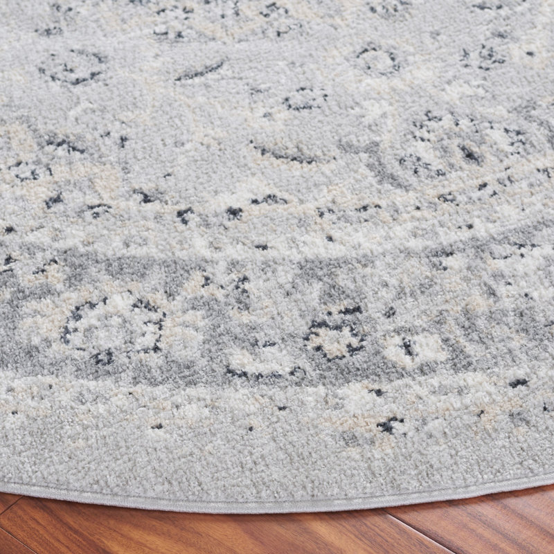 Lowrey Oriental Machine Woven Jute/Sisal/Polypropylene Area Rug in Ivory/Gray, Round 6'7"