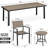 Loddon Aluminum Outdoor Patio Dining Set with Dining Table, Small Side Table and Stackable Chairs-2062317906-2062317907