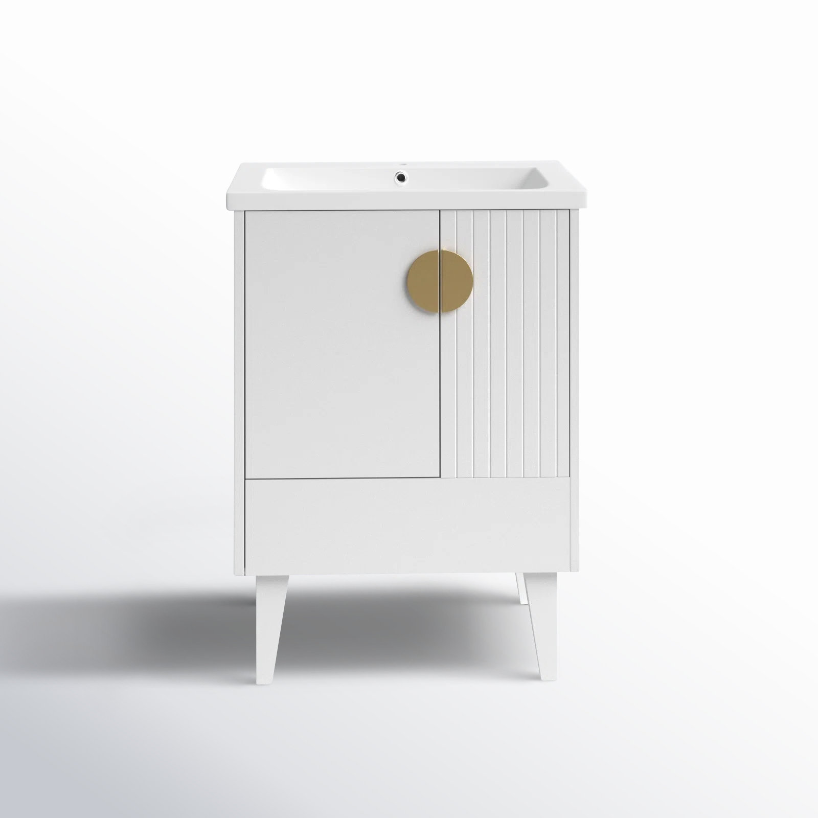 Saimah 24'' Single Bathroom Vanity, Satin Brass, White Matte