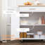 Chariot pour îlot de cuisine, rangement blanc - abondant avec tiroir, armoire et porte-serviettes, construction avec support