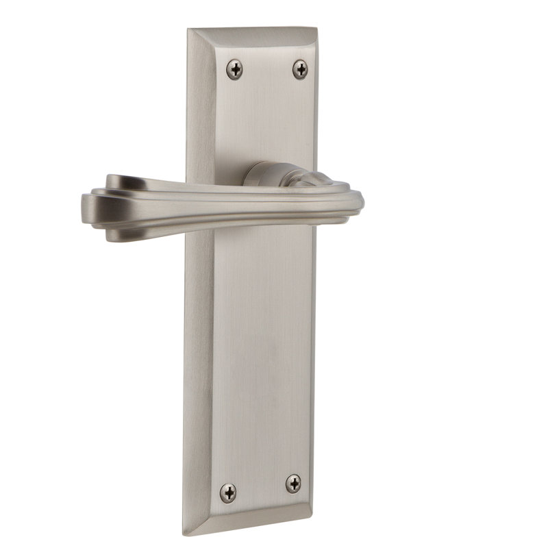New York Plate Double Dummy with Fleur Lever, Satin Nickel