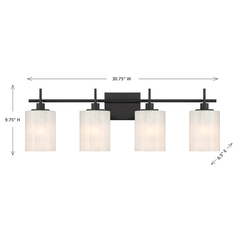 Éclairage pour salle de bain 4 lumières Eyanna, Noir mat