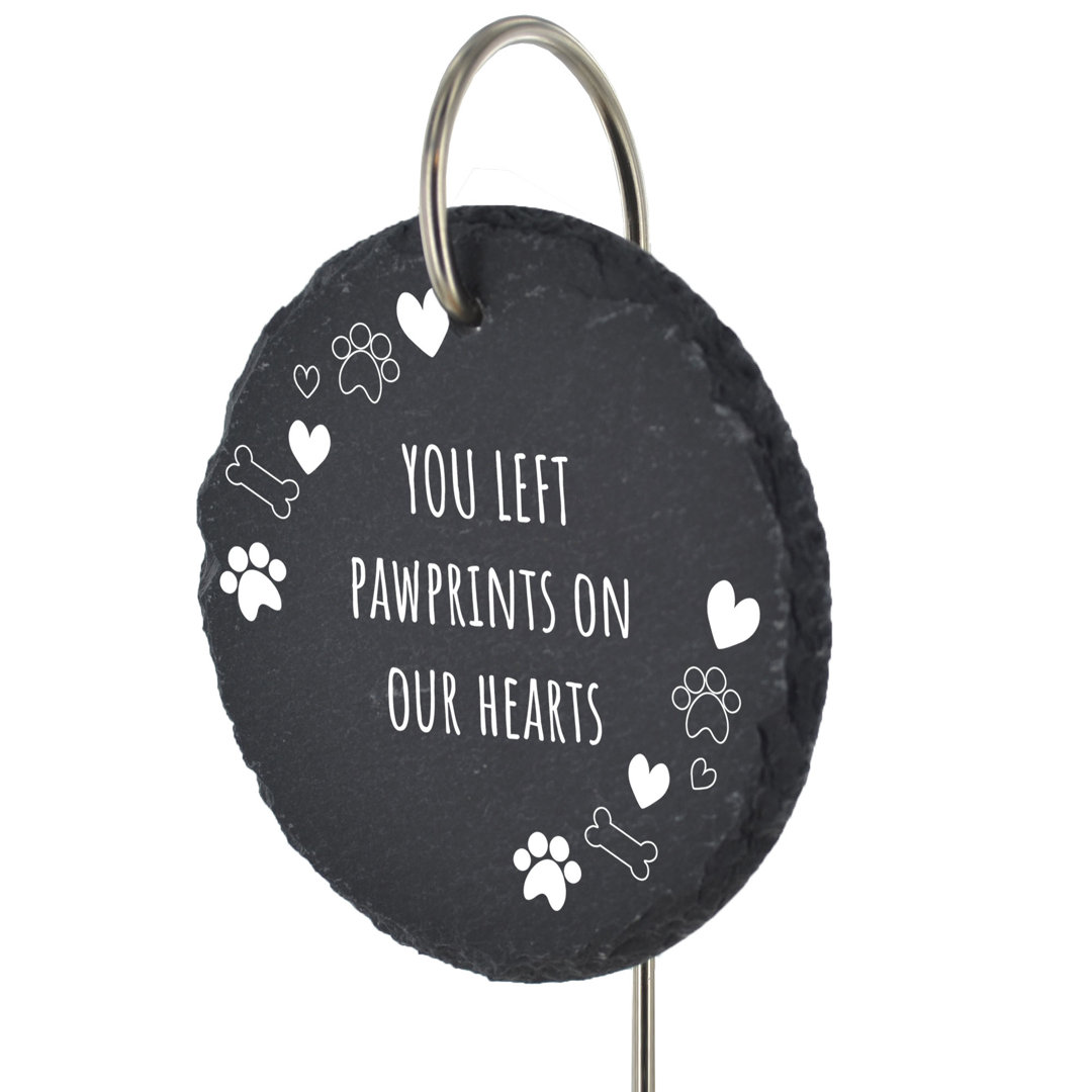 Boleslovas Waterproof Slate Circle Grave Marker Pet Loss Memorial Plaque