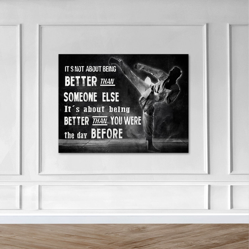 Art textuel sur toile, "Il ne s'agit pas d'être mieux que quelqu'un d'autre", H 24 po x l 36 po x P 2 po