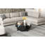 Table basse ronde avec plateau en verre et tablettes à motif géométrique abstrait Art Deco, noir-857871588