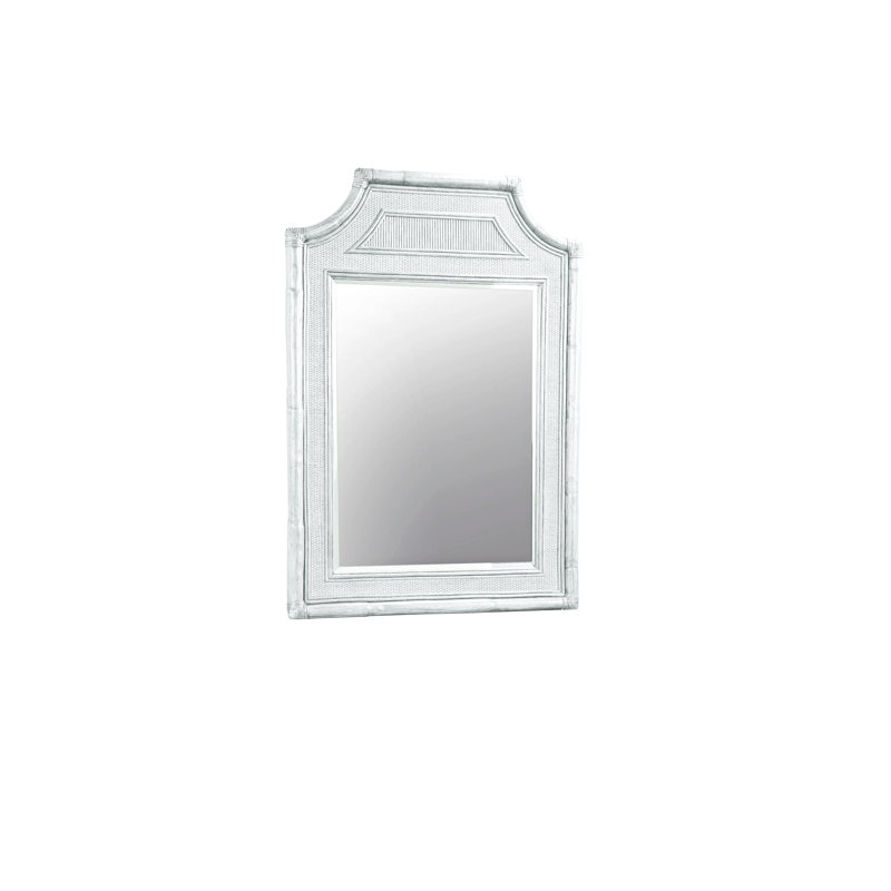 Summer Retreat Flat Rattan Beveled Mirror, Frost White