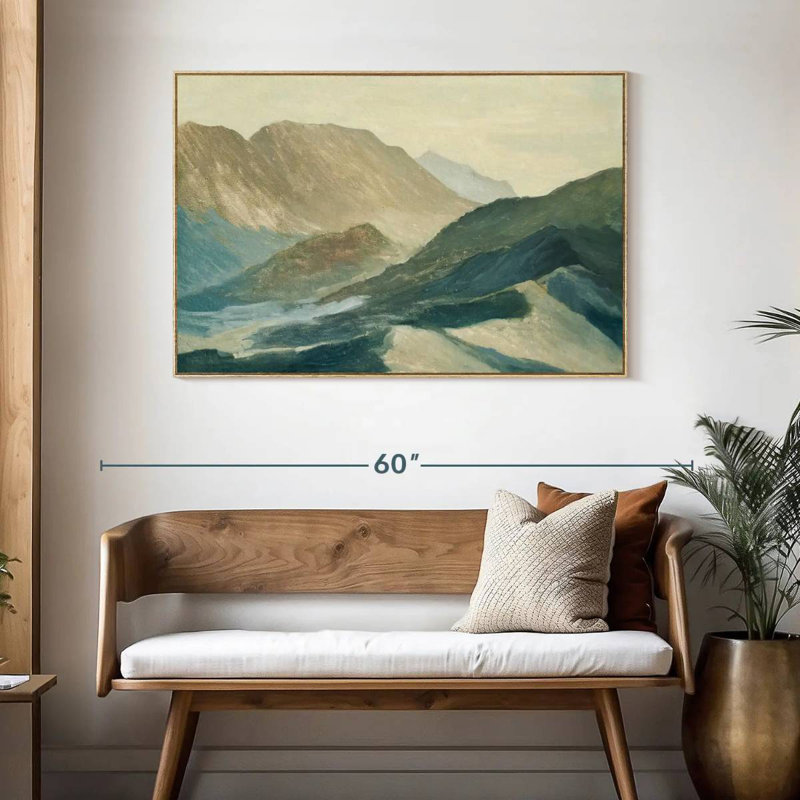 Silhouette de montagne, Cadre flottant en bois naturel, 46 po x 31 po