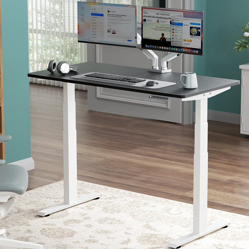  Bureau debout de qualité supérieure, H 49,3 po x l 48 po x P 24 po, Noir, Blanc