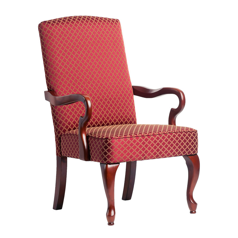 Fauteuil rouge en bois massif avec dossier confortable