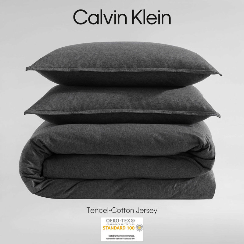 Calvin Klein Modern Cotton Melange Solid Comforter Set, Dark Gray, Twin XL Comforter + 1 Standard Sham