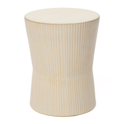 11.61"H Modern Fluted Cream Ceramic Plant Stand for Patio & Living Room,