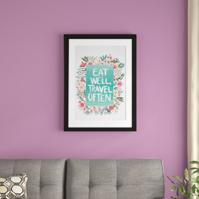 « manger travel white artprint », impression, H 32 po x l 24 po x P 1 po, Papier encadré noir