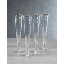 Gursharon 4 Piece 12 oz Hammered Champagne Flute Set (Set of 4) Everly Quinn Color: Silver