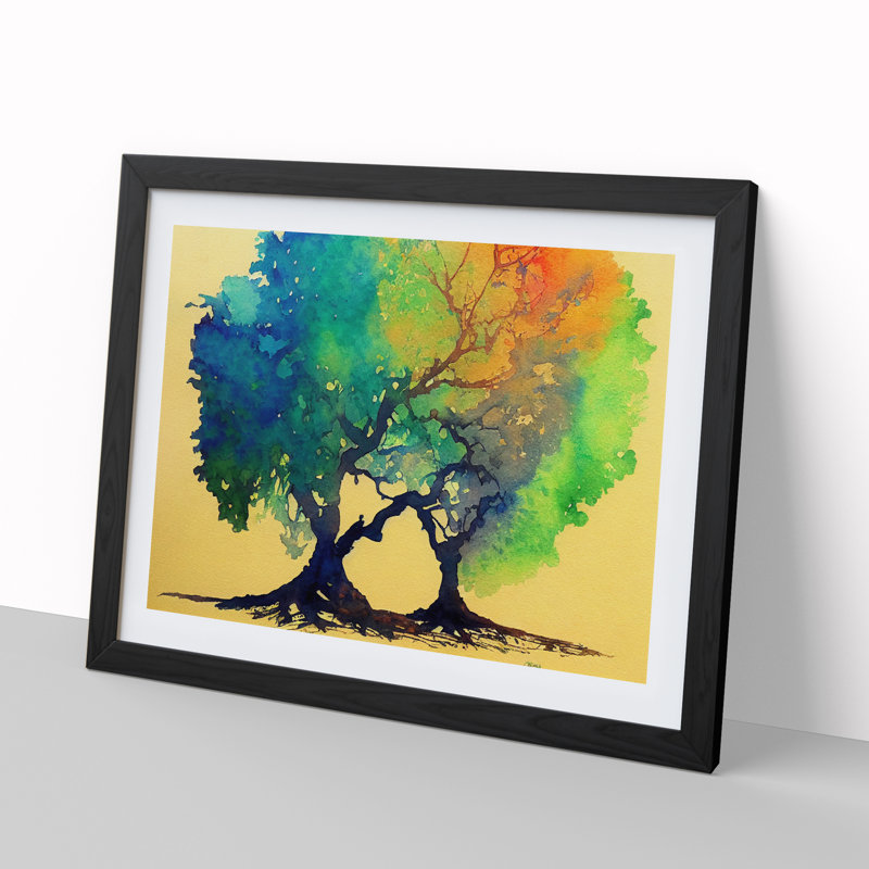 Delicious Trees - Single Picture Frame Painting, 46cm H x 64cm W x 2cm D, Black