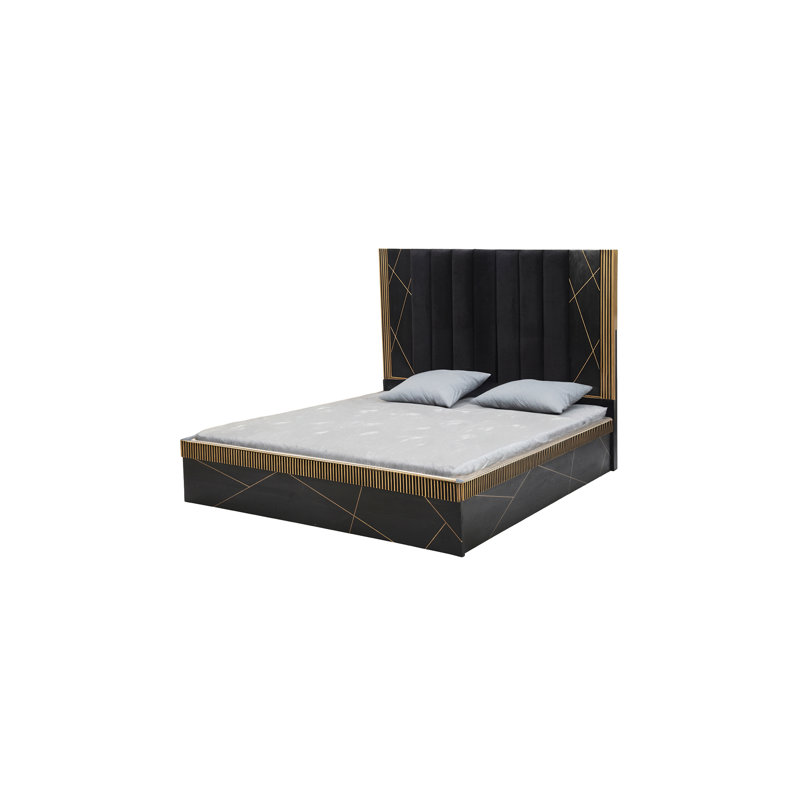 Lit plateforme tapissier Halima, Grand