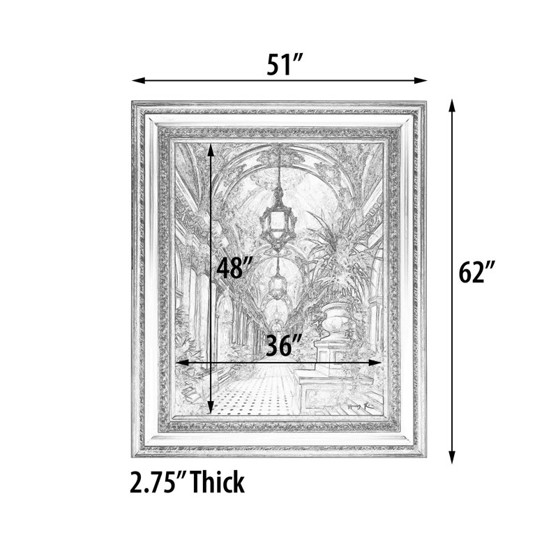 Le Beau Giclee by AFD Home 11157417 Palace Interior in an Elegantly Grand Frame, 36-Inch by 48-Inch Canvas, 51-Inch by 62-Inch Frame