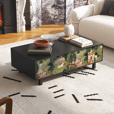 Table basse avec rangement peint français rétro
