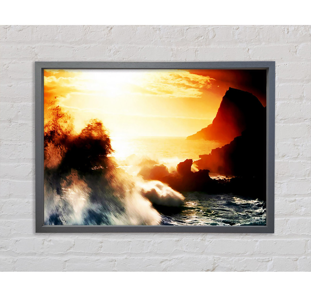 Clash Of The Sunset Waves - Einzelner Bilderrahmen Kunstdrucke auf Leinwand