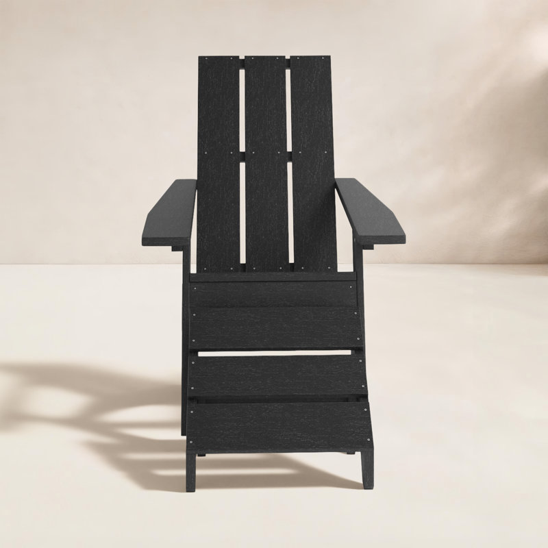 Chaise Adirondack en plastique avec repose-pieds Byrnes, Noir